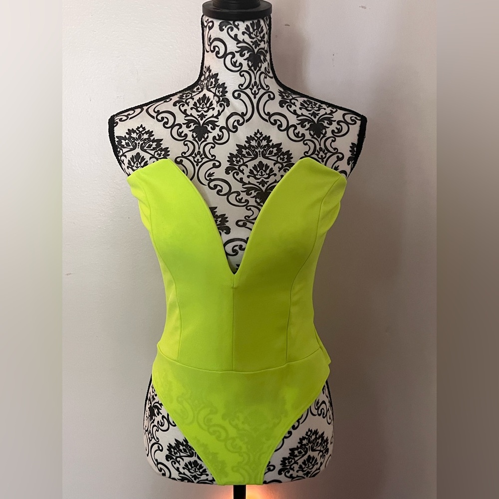 Neon Green Deep Cut Body Suit